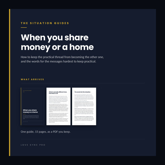 When You Share Money Or A Home: keeping the practical thread practical